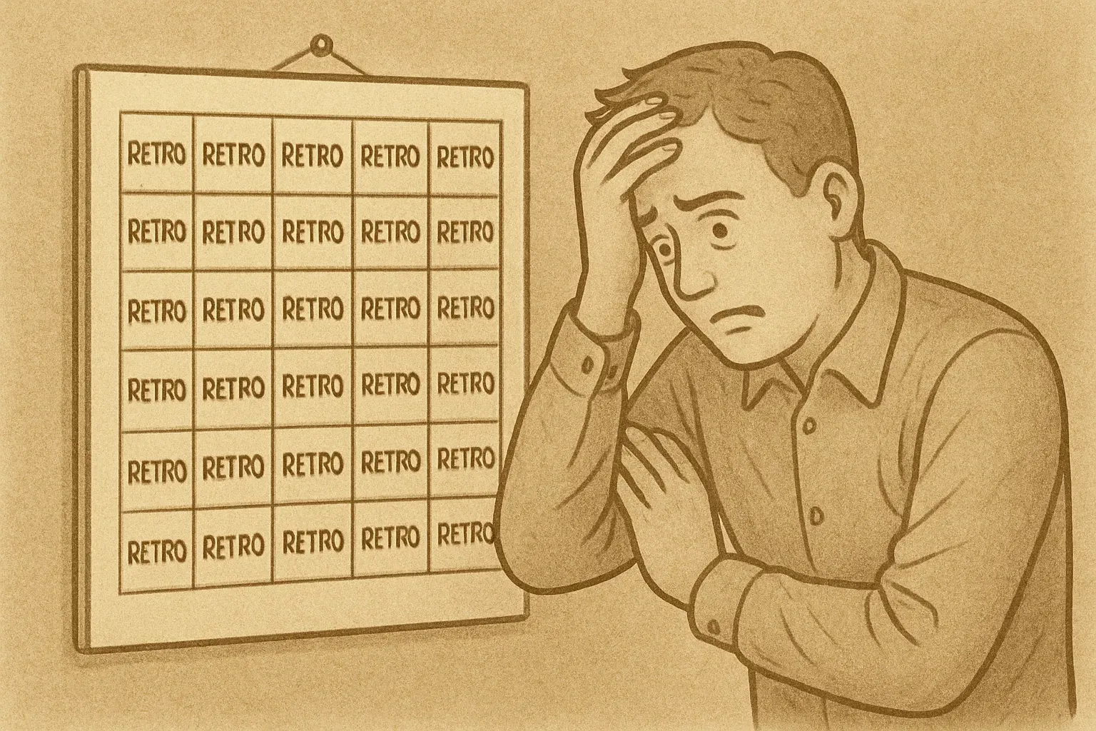 Illustration des Anti-Patterns Zombie-Retros und Meeting-Müdigkeit