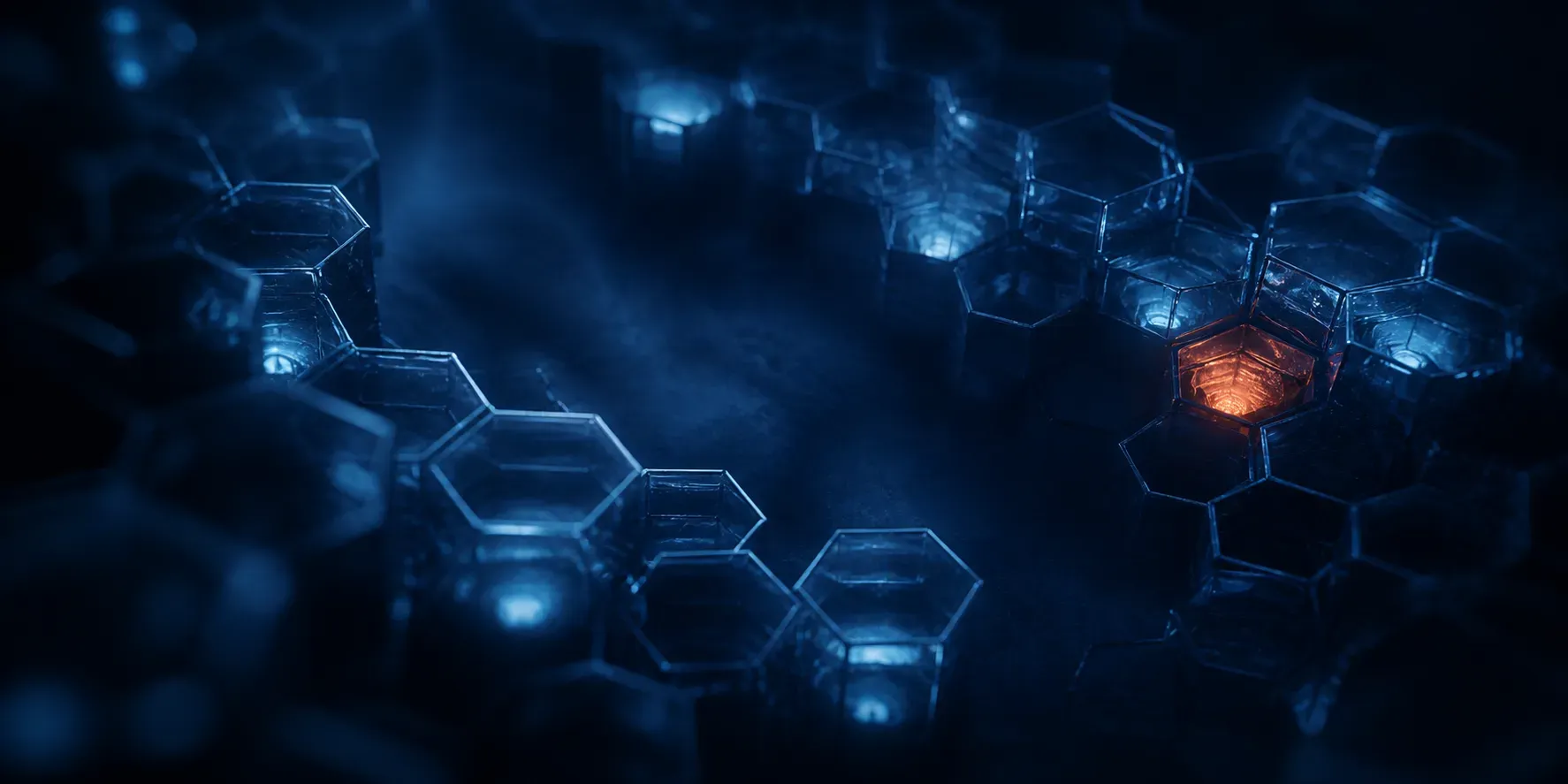 Abstrakte hexagonale Strukturen in tiefem Blau