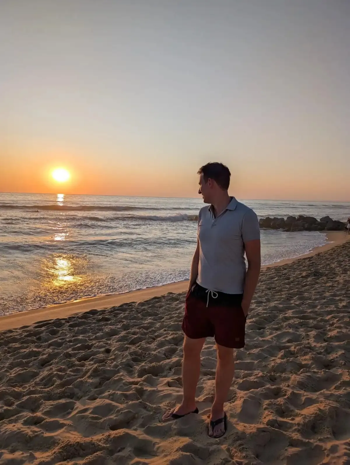 Sonnenuntergang über dem Atlantik in Lacanau
