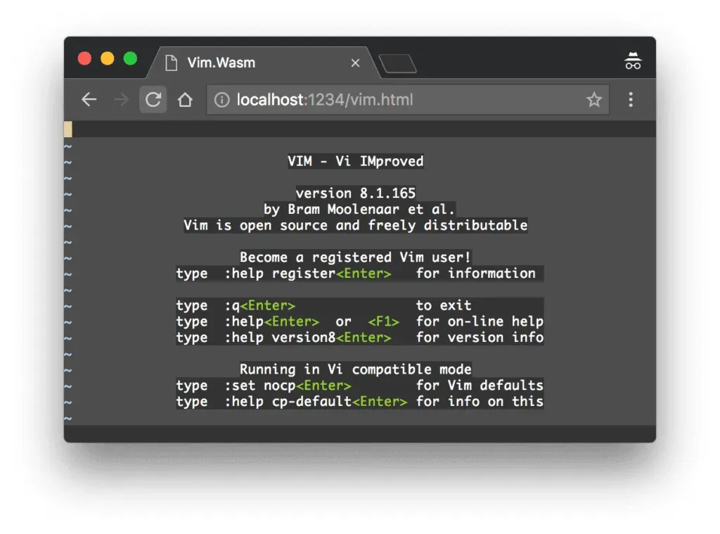 VIM-Editor läuft im Browser via WebAssembly